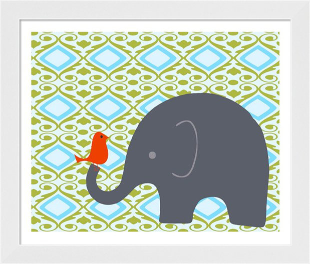 Evive Designs Elephant with Bird Framed Art Wayfair